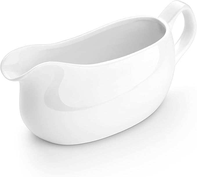 Nucookery Large 17 Oz Gravy Boat with Ergonomic Handle, White Fine Porcelain Saucier with Big Dri... | Amazon (US)
