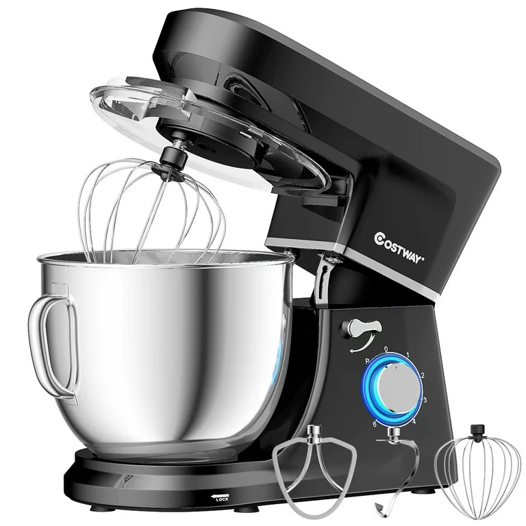 Costway Tilt-Head Stand Mixer 7.5 Qt 6 Speed 660W with Dough Hook, Whisk & Beater Black - Walmart... | Walmart (US)