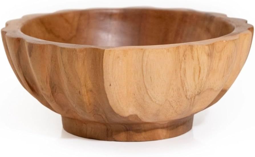 ANDALUCA Round Scalloped Indonesian Wood Bowl (Small) | Amazon (US)