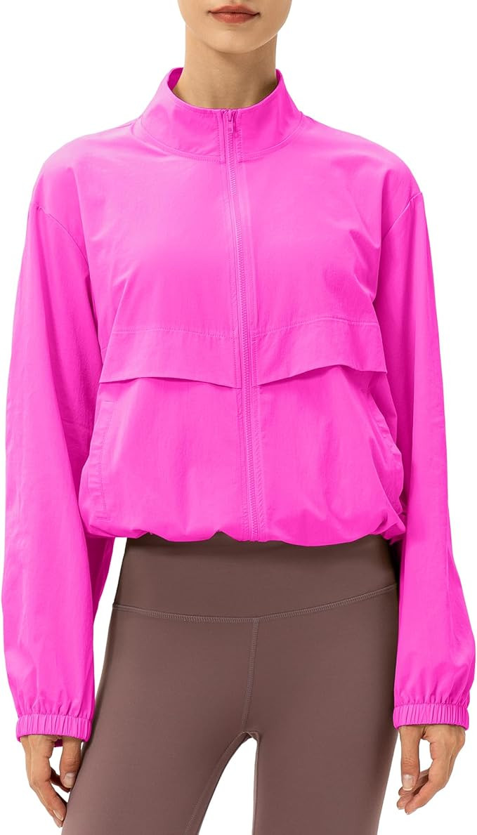 Locachy Women's Lightweight Zip Up Athletic Jacket Stand Collar Windproof Sun Protection Workout ... | Amazon (US)