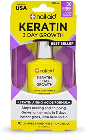 Nail-Aid Keratin 3 Day Growth Nail Treatment & Strengthener, Clear, 0.55 Fl Oz | Amazon (US)