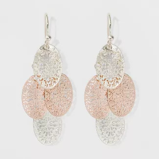 Filigree Chandelier Drop Earrings - A New Day™ Silver/Rose Gold | Target