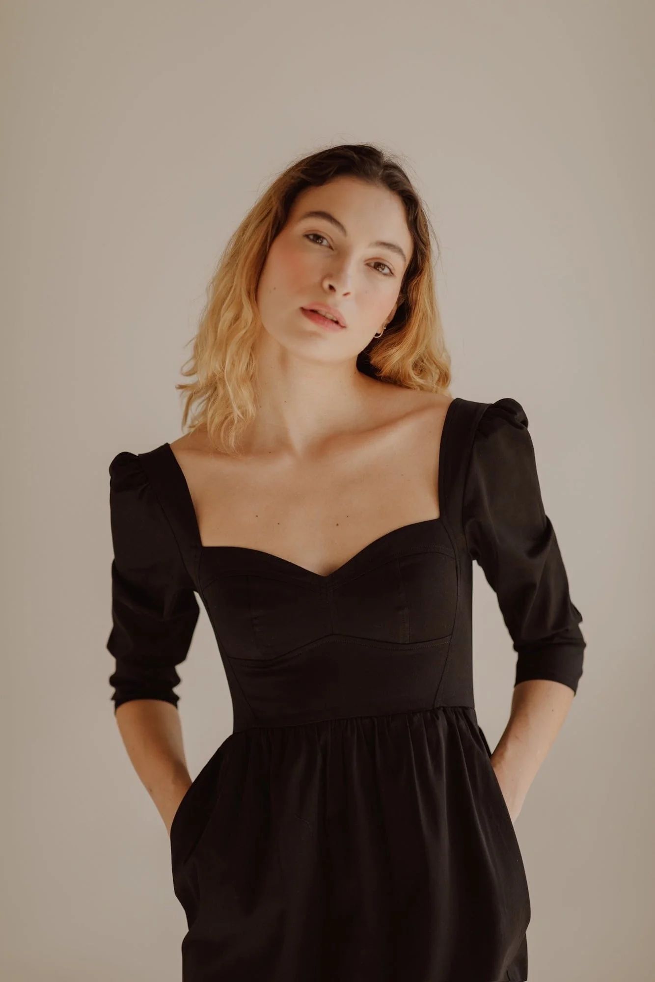Violet Dress in Black Cotton | Modatrova