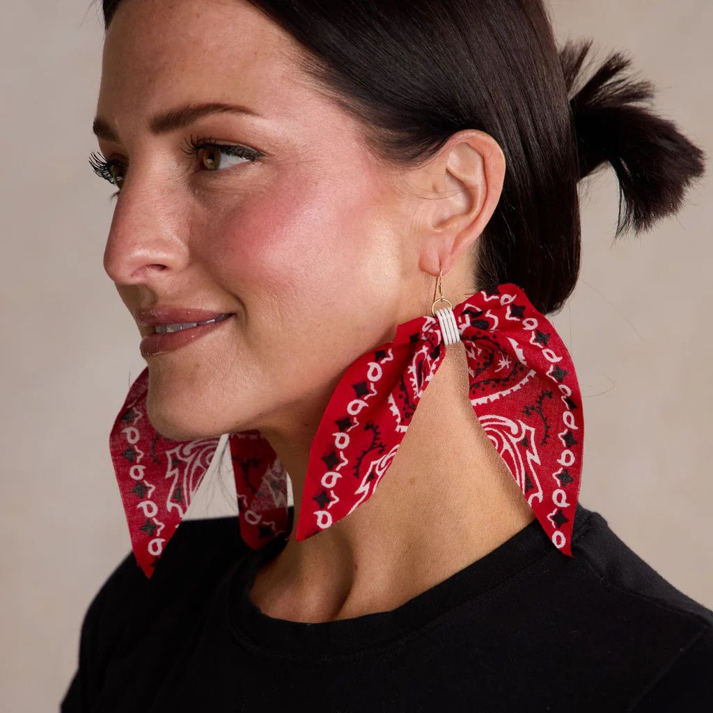 Red Bandana Earrings | Nickel and Suede