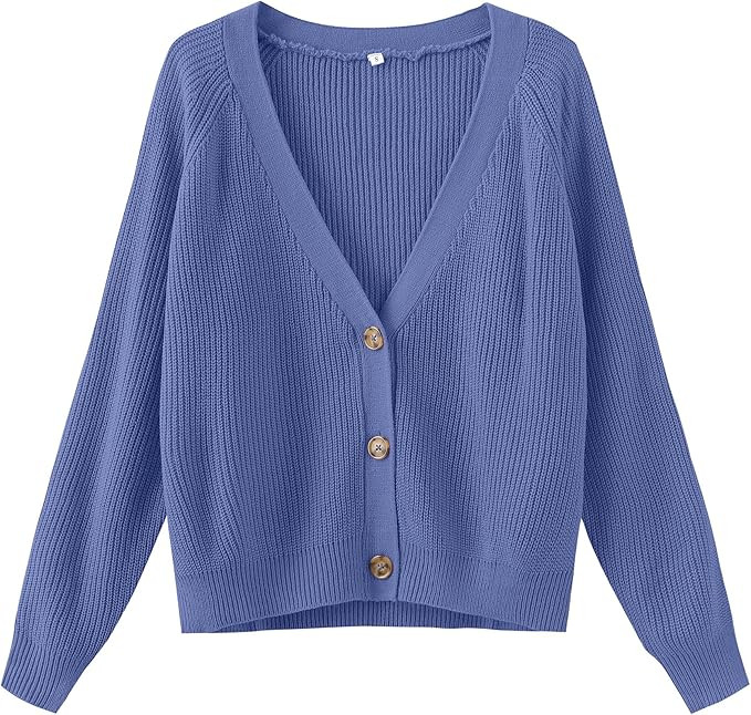 TASAMO Women's Long Sleeve Knit Sweater Open Front Cardigan Button Loose Outerwear | Amazon (US)