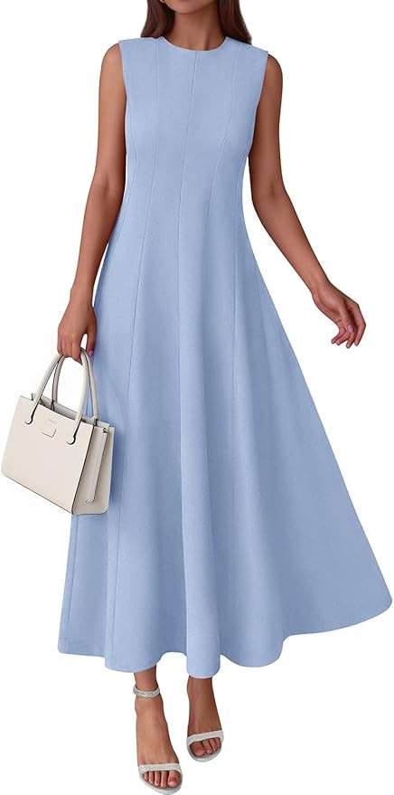 PRETTYGARDEN Sleeveless Crewneck Summer Maxi Dresses for Women 2026 Elegant Classy Semi Formal A ... | Amazon (US)