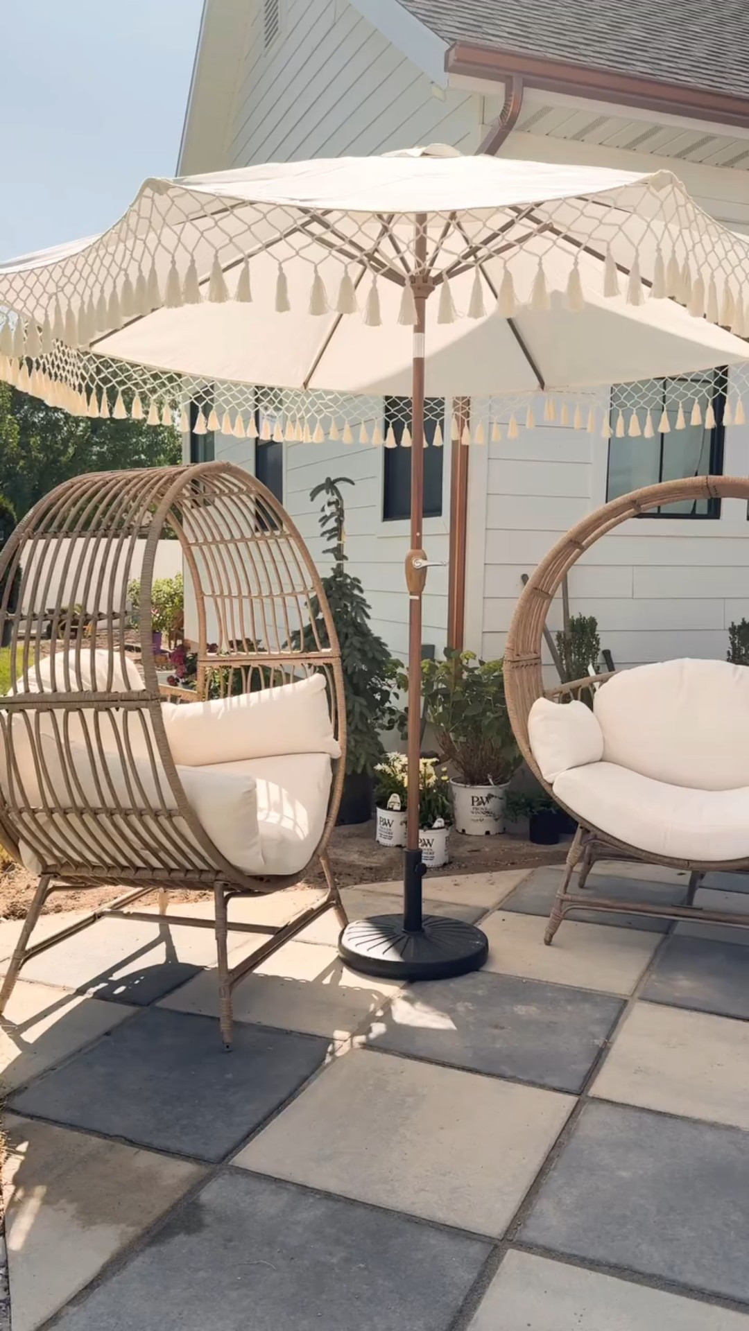 Backyard landscaping progress! And can you believe these egg chairs are from @walmart?! Planting plants next and I cannot wait to share the rest!!! I’ll link the chairs below! 

#walmart #walmartfinds #landscape #landscaping #howihome

#LTKHome