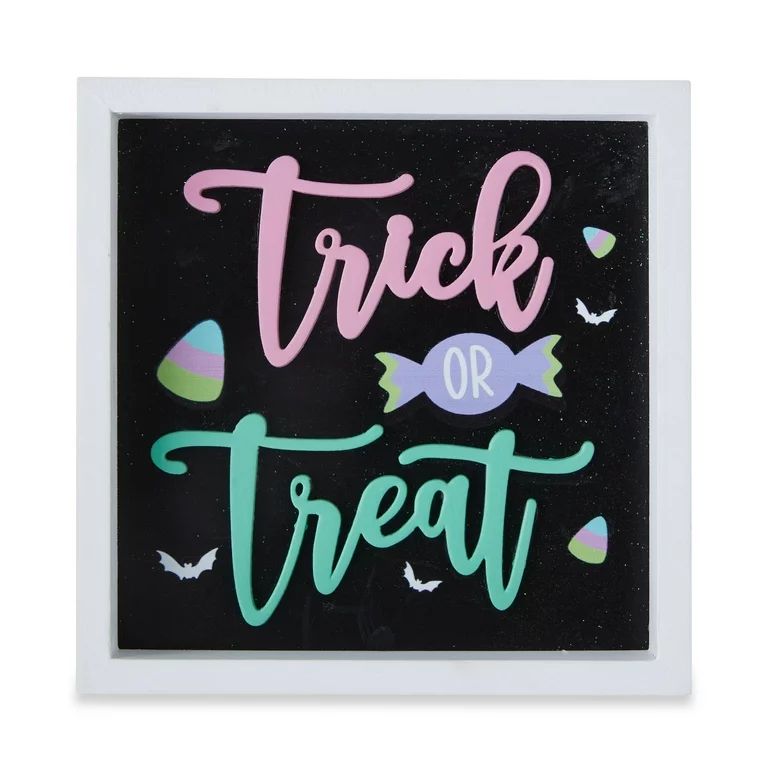 Halloween Trick or Treat Box Sign Decoration, Multicolor, Wood, 6"L x 1"W x 6"H, by Way To Celebr... | Walmart (US)
