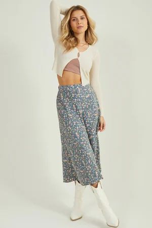 Ainsley Floral Midi Skirt in Blue | Altar'd State | Altar'd State