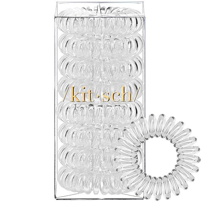 Kitsch Spiral Hair Ties, Coil Hair Ties, Phone Cord Hair Ties, Hair Coils - 8 Pcs, Transparent | Amazon (US)