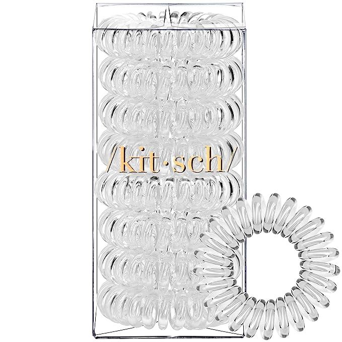 Kitsch Spiral Hair Ties, Coil Hair Ties, Phone Cord Hair Ties, Hair Coils - 8 Pcs, Transparent | Amazon (US)