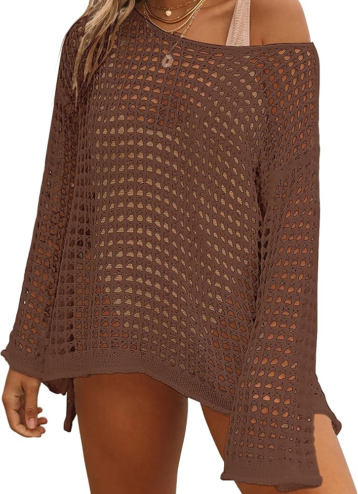 Bsubseach Crochet Cover Up Women Sexy Hollow Out Swim Coverup Summer Outfit | Amazon (US)