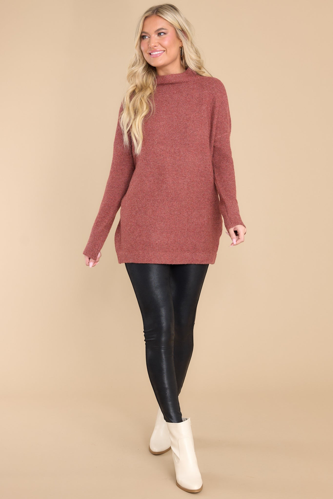 Lean On Me Light Rust Sweater | Red Dress 