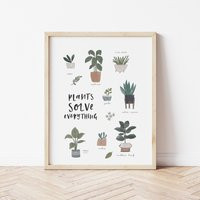 Plants Solve Everything Plant Lover Plant Lady Art Print | Etsy (US)