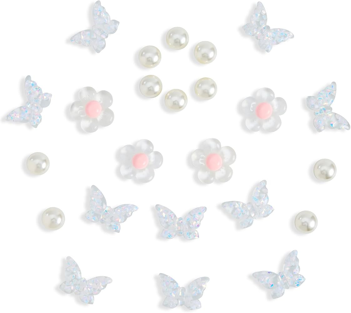 Purple Butterfly Shoe Charms for women, Sparkling Flowers,Pearl Shoe Decoration Charms Accessories for Summer Clog Sandal, DIY Shoe Decoration Charms for Party Favor, Ideal Gift | Amazon (US)