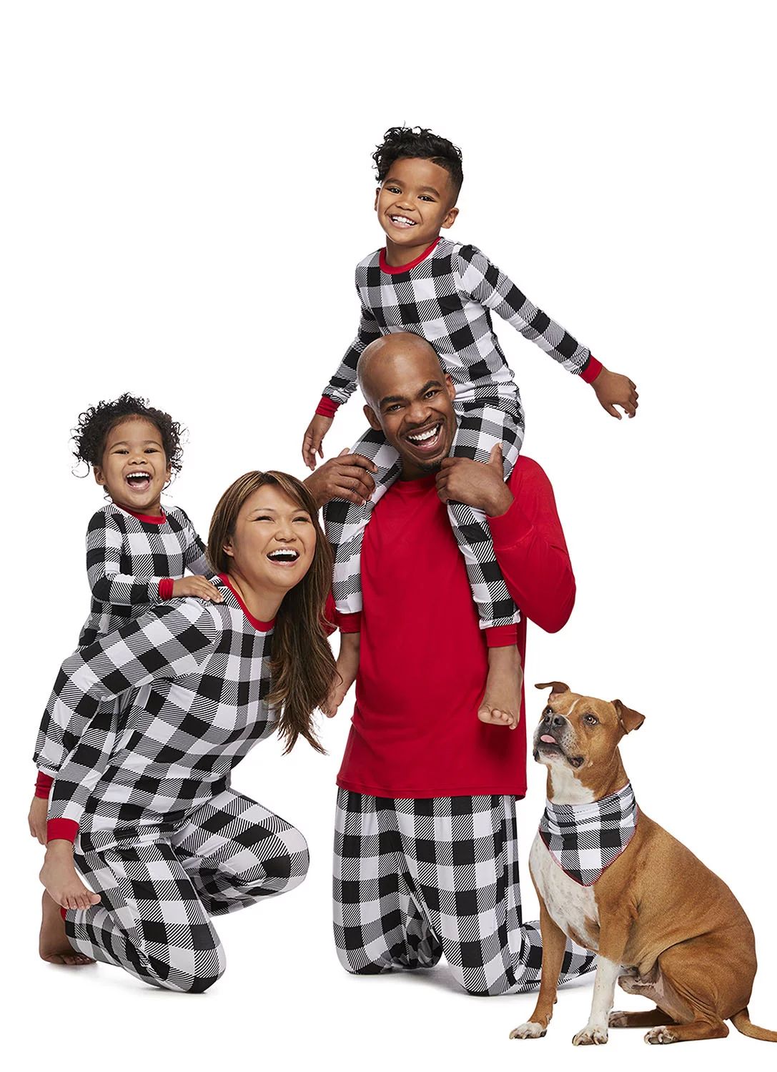 Jolly Jammies Black and White Buffalo Check Matching Family Christmas Pajama Set - Walmart.com | Walmart (US)