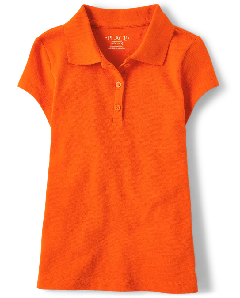 Girls Uniform Pique Polo - flame | The Children's Place