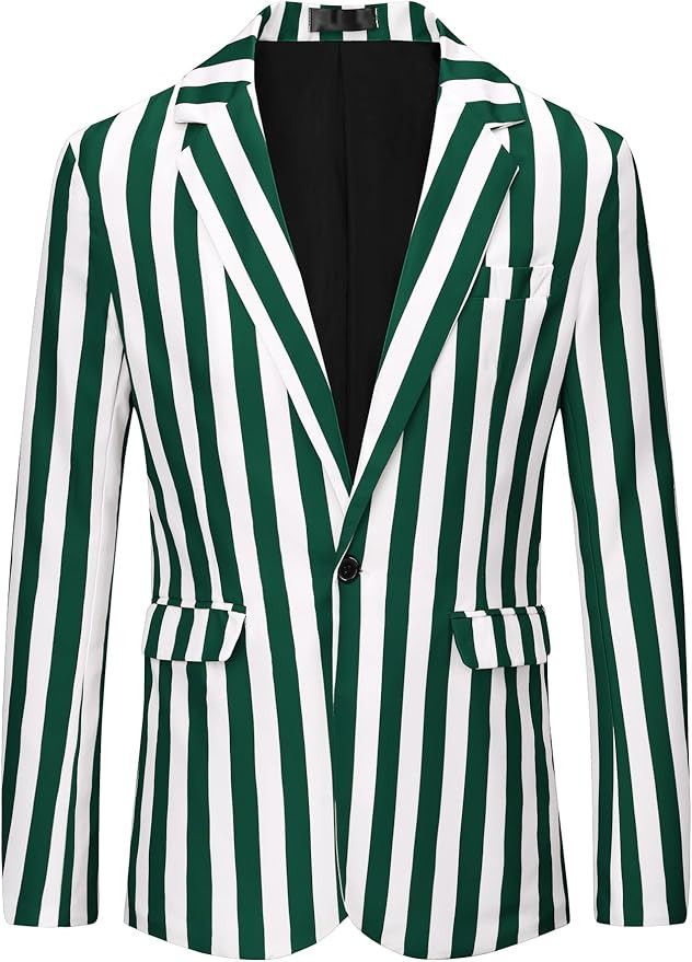 Lars Amadeus Stripes Blazers for Men's Slim Fit Single Breasted Business Color Block Sports Coat | Amazon (US)