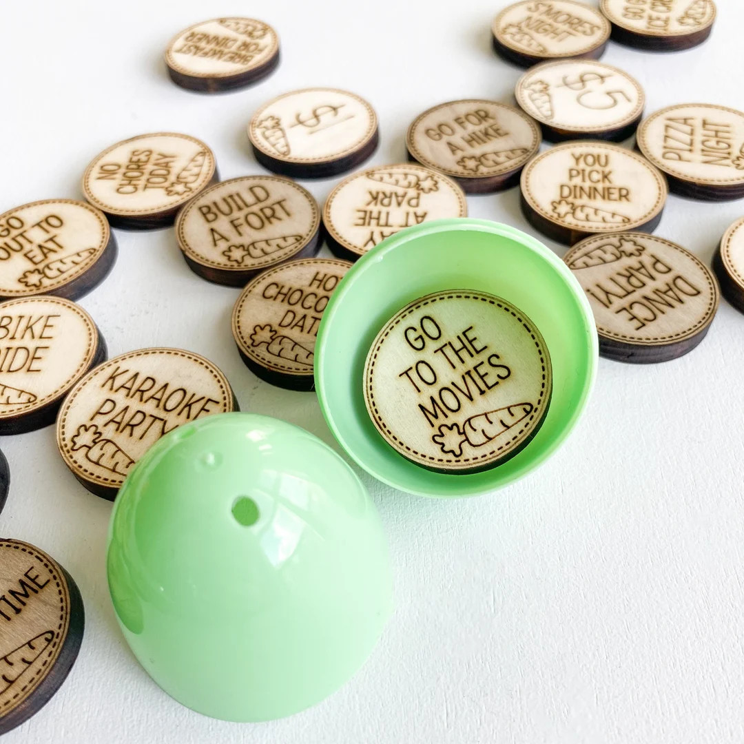 Easter Egg Tokens | 35 Easter Egg Fillers | Wooden Tokens | Easter Egg Hunt Gift | Easter Basket ... | Etsy (US)