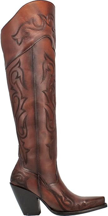 Dan Post Womens Seductress Snip Toe Dress Boots Over the Knee High Heel 3" & Up - Brown | Amazon (US)