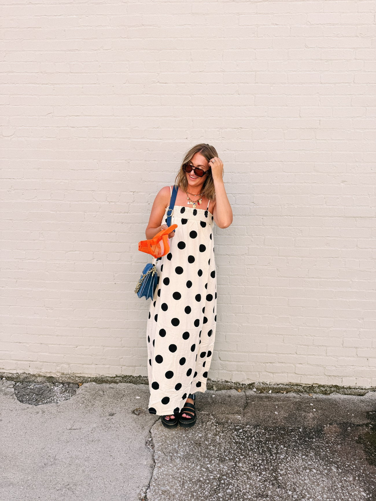 polka dot party dress - cream | Etta+East