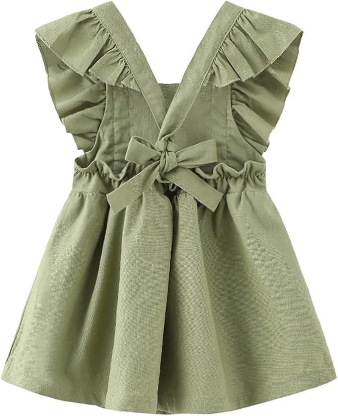 TIBE PINCESS Girls Beach Dress Vintage Linen Summer Ruffles Lace Backless Kids Boho Style Sundres... | Amazon (US)