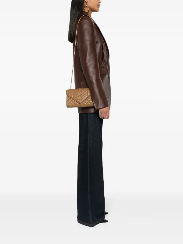 Saint Laurent Small Envelope Leather Shoulder Bag  - Farfetch | Farfetch Global