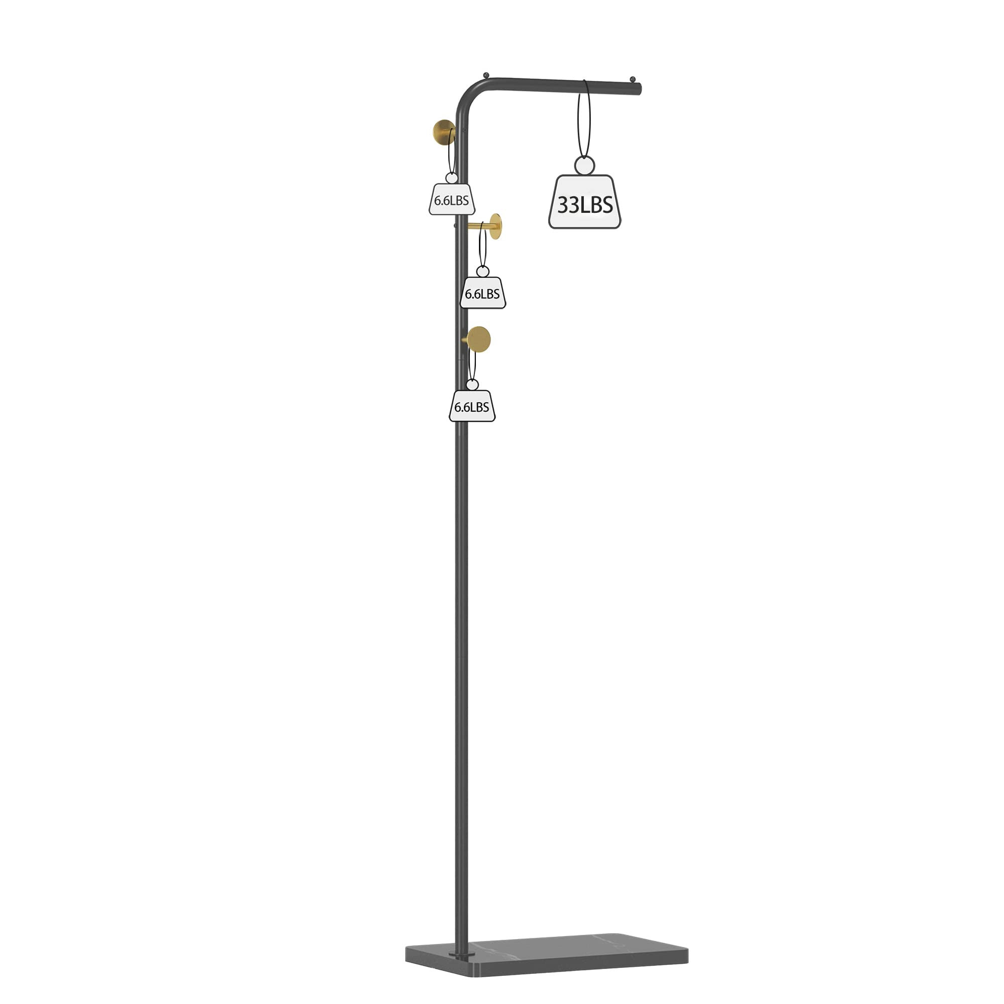 HOMEFORT Metal Coat Rack, Modern Coat Tree with 3 Hooks, L Shaped Coat Hanger Stand, Freestanding... | Amazon (US)