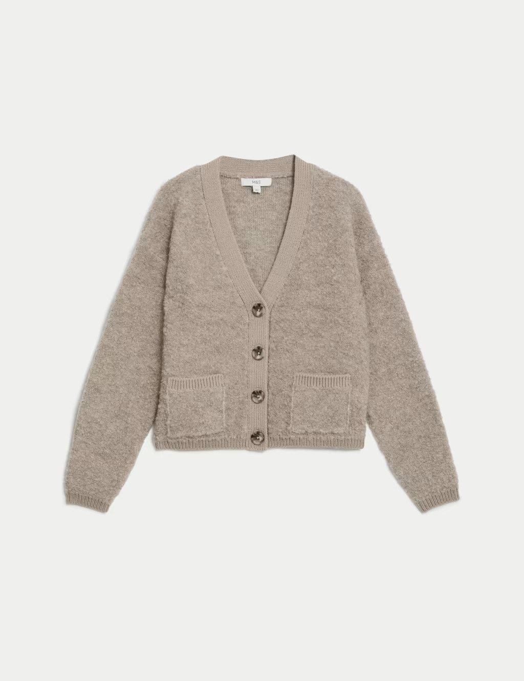 Textured Bouclé V-Neck Cardigan with Wool | Marks & Spencer (UK)