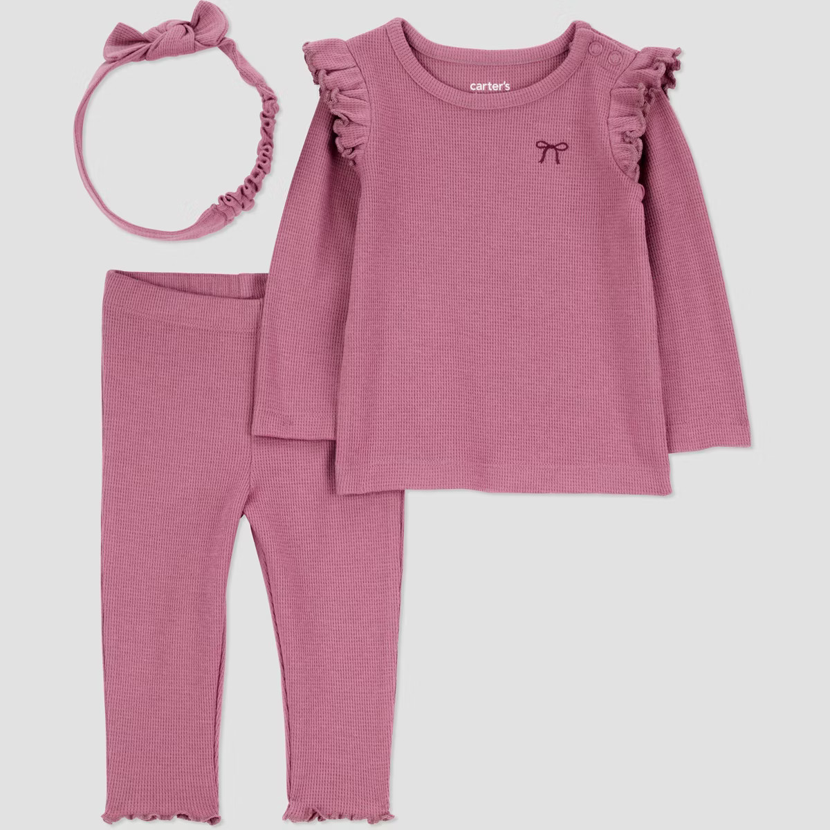 Carter's Just One You® Baby Girls' 3pc Bow Top & Bottom Set - Burgundy | Target