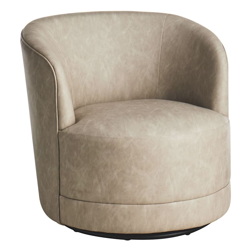 Crosby St Sawyer Grey Faux Leather Swivel Chair | At Home