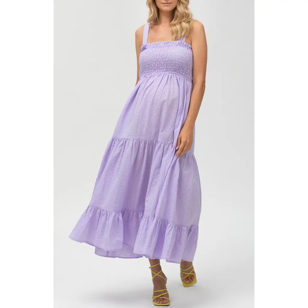 PIETRO BRUNELLI Cotton & Linen Maternity Maxi Dress in Light/Pastel Purple at Nordstrom, Size Med... | Nordstrom