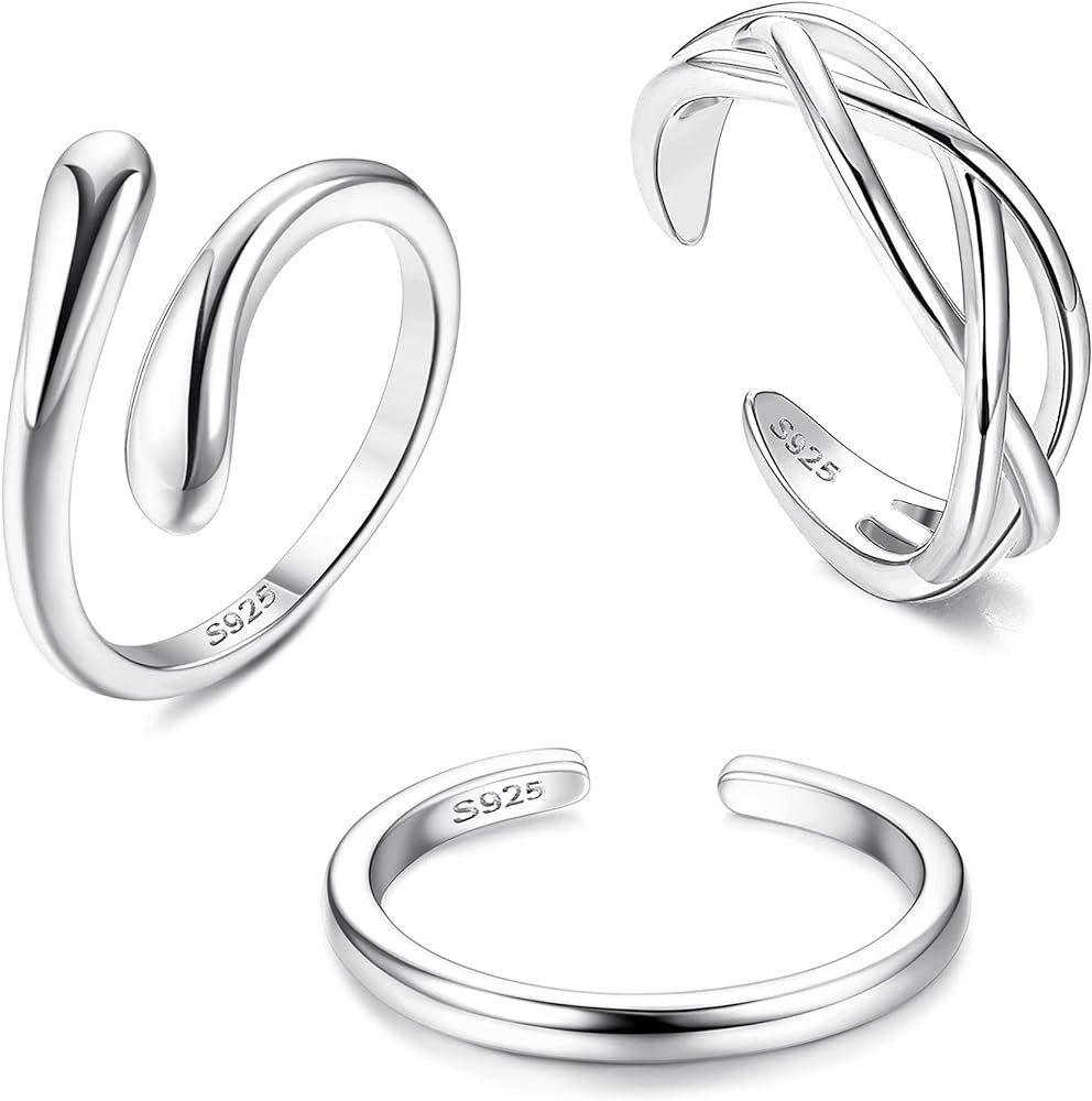 3Pcs 925 Sterling Silver Toe Rings for Women Celtic Knot Band Open Toe Rings Beach Barefoot Jewel... | Amazon (US)