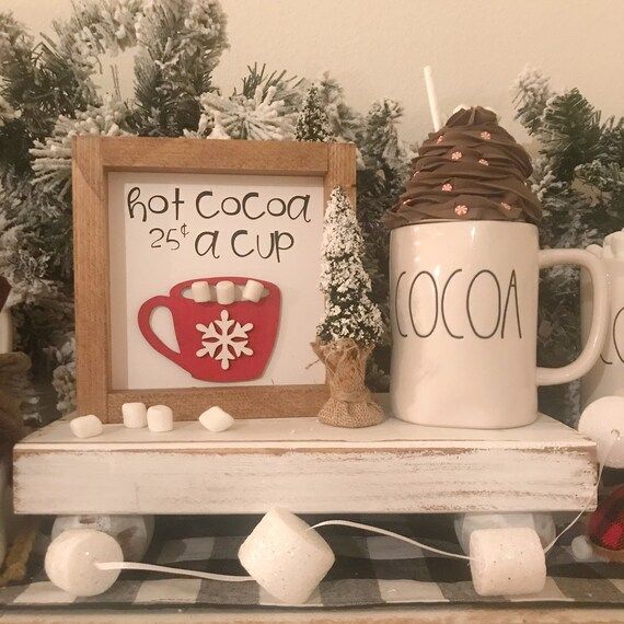 Hot Cocoa 25 Cents a cup Sign, Christmas sign, Winter sign, Gift | Etsy (US)
