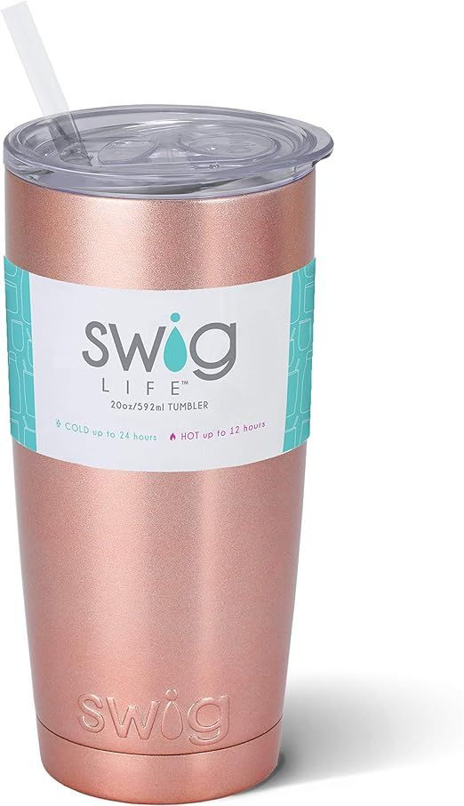 Swig Life Stainless Steel Triple-Insulated 20oz Tumbler with BPA Free Slide-Closure Lid and Reusa... | Amazon (US)