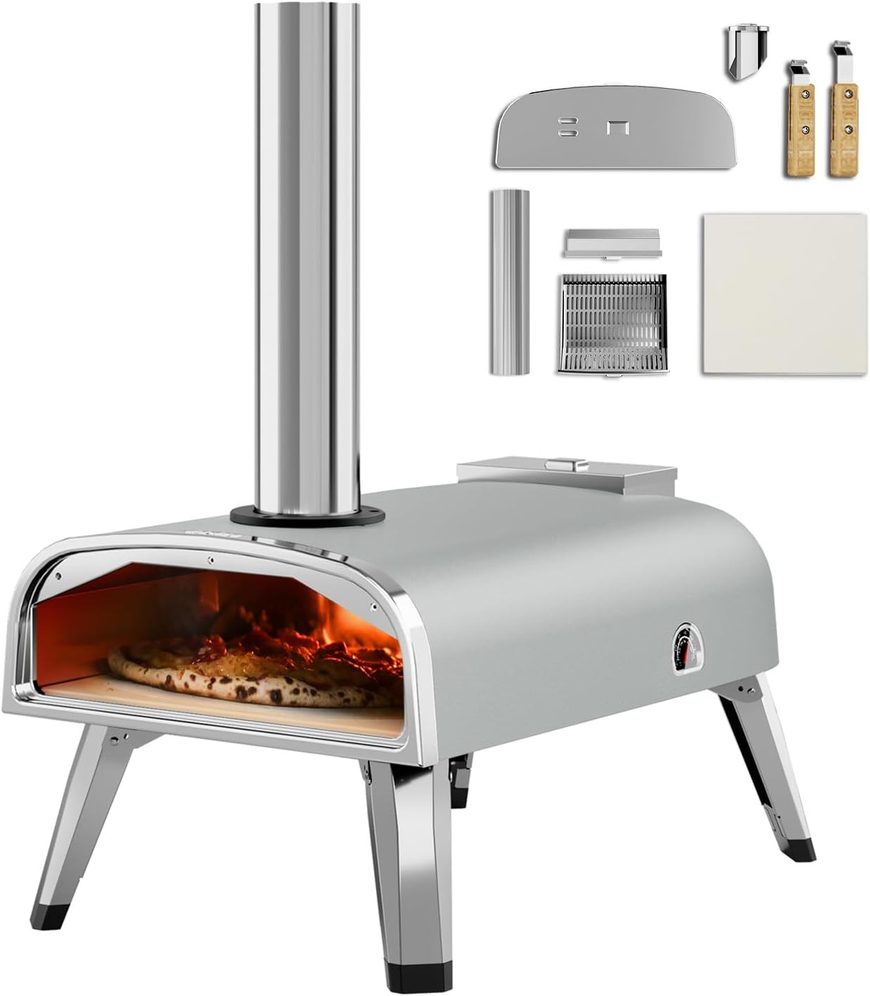 Pizza Oven Outdoor 12" Wood Fired Pizza Ovens Pellet Pizza Stove for Outside, Portable Stainless ... | Amazon (US)