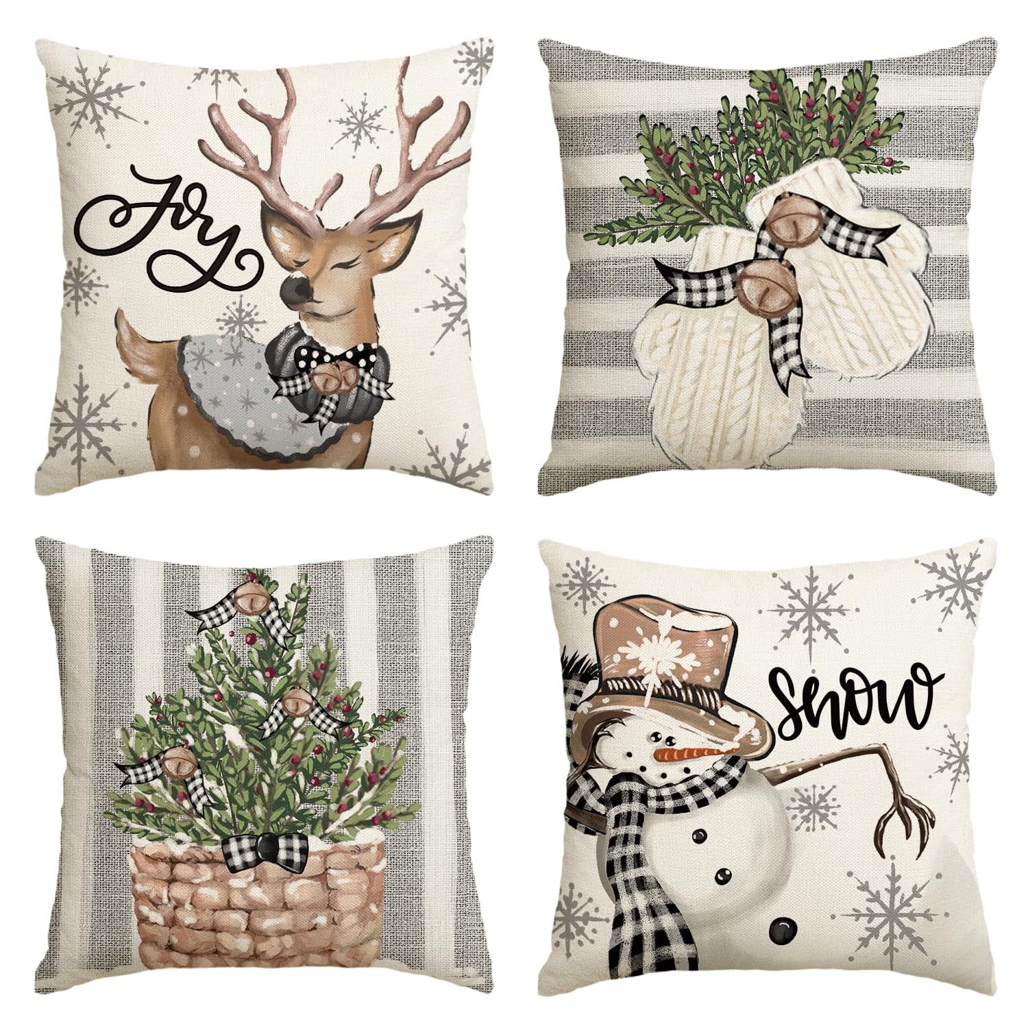 Artoid Mode Christmas Snowman Reindeer Gloves Eucalyptus Throw Pillow Covers, 18 x 18 Inch Winter... | Walmart (US)
