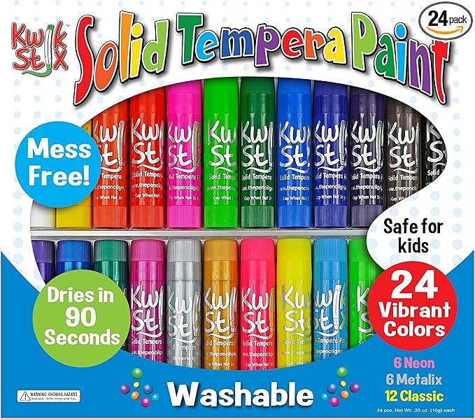 The Pencil Grip Kwik Stix Tempera Paint, Classic, Assorted 24 per Set | Amazon (US)