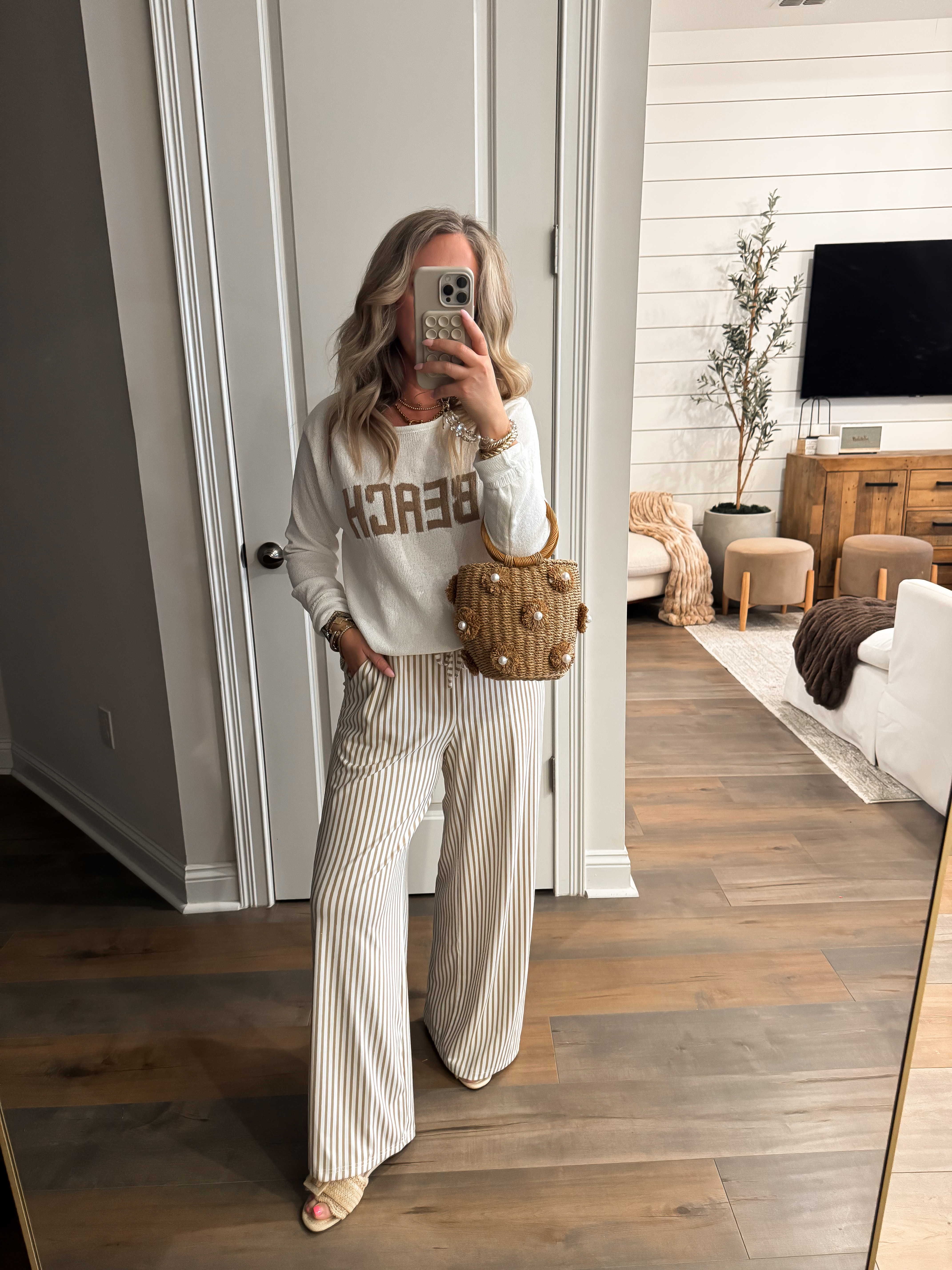 The comfiest set for vacation! Butter soft sweater and striped wide leg pant. 

Neutral vacation outfits, amazon fashion, travel outfits, neutral style, capsule wardrobe, pants, beach sweater, minimalist fashion, summer vacation outfits, beach outfits, resort wear, effortless style, chic basics, outfit inspo, monochrome outfits, casual chic, affordable fashion, packing essentials, warm weather outfits, everyday neutrals. 

 #LTKootd #LTKSwim #LTKTravel