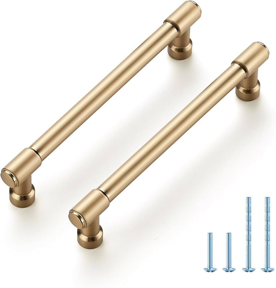 JOY DECOR 5 Pack 5 Inch Champagne Bronze Cabinet Handles Modern Dresser Drawer Pulls Kitchen Cabi... | Amazon (US)