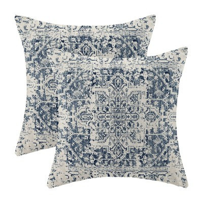 Boho Pillow Covers 18x18 Set of 2, Ethnic Design Decorative Throw Pillows Linen Blue Carpet | Target