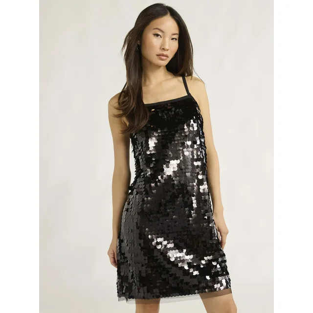 Scoop Women’s & Women's Plus Paillette Sequin Mini Slip Dress, Sizes XS-4X | Walmart (US)