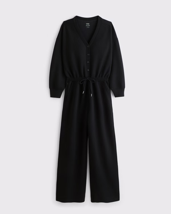 YPB neoKNIT Long-Sleeve Henley Jumpsuit | Abercrombie & Fitch (US)