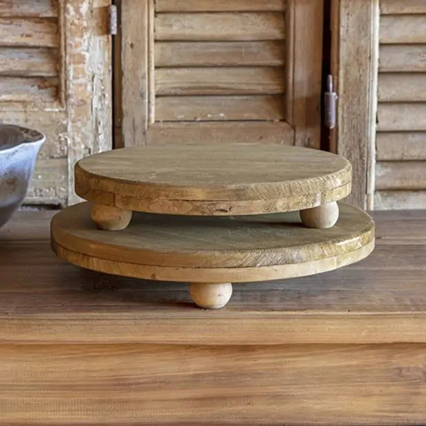 Footed Rustic Round Risers Set of 2 | Antique Farm House