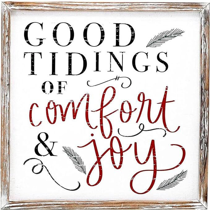 Sweet Water Decor Good Tidings of Comfort and Joy Wood Sign 18x18" | Rustic Christmas Wall Decor ... | Amazon (US)