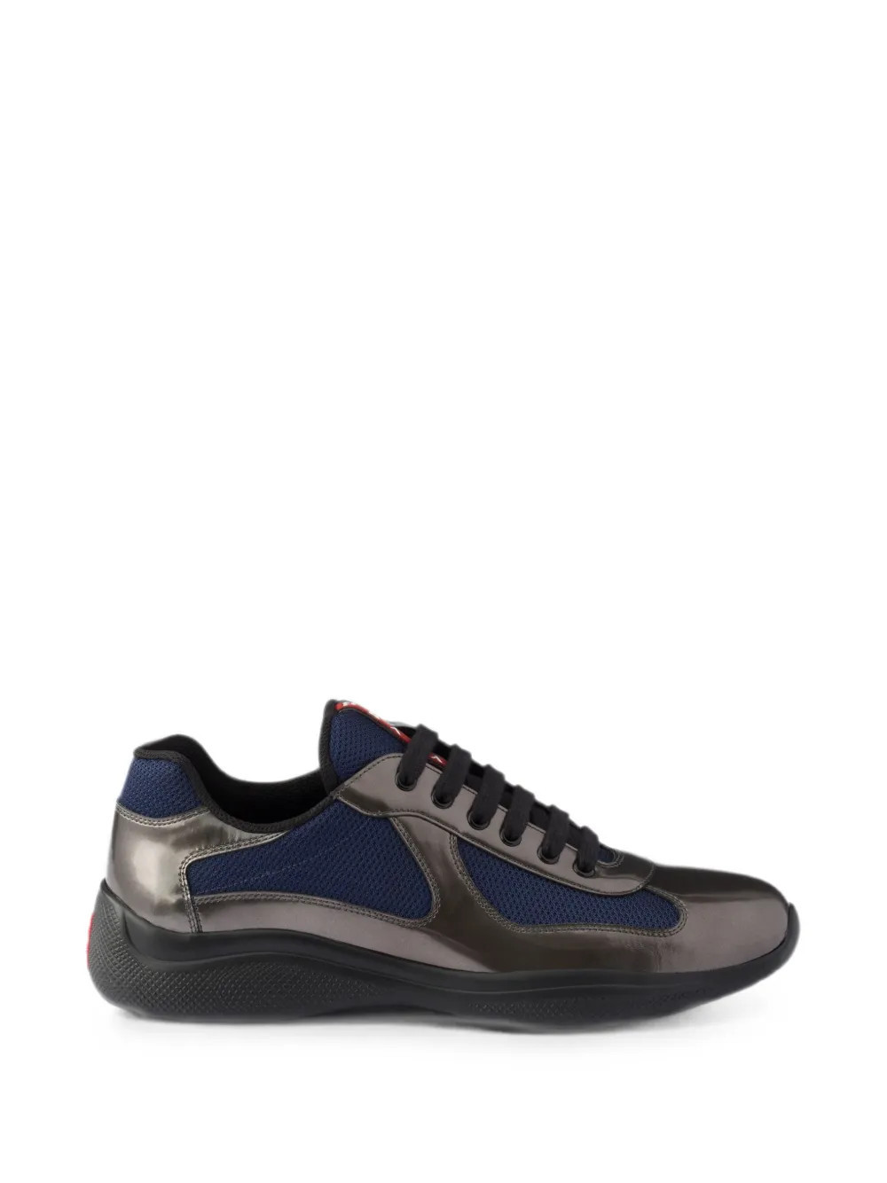 Prada America's Cup metallic-leather and bike-fabric sneakers - Grey | Farfetch Global