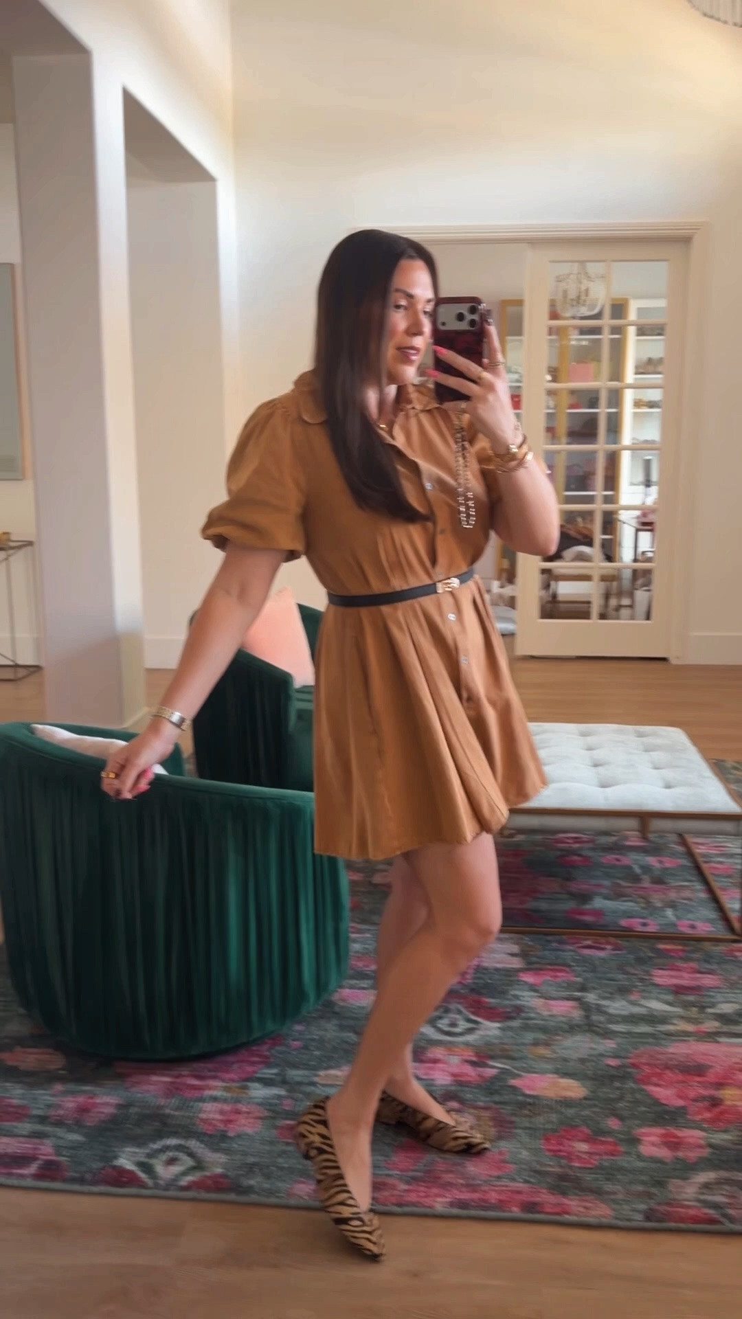 curvy midsize fall outfit! wearing size medium in camel colored dress! linking my cactus tiger flats + some budget friendly options 🧡🤎 dress under $100!

#LTKSeasonal #LTKMidsize