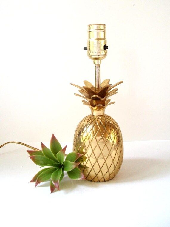 Gorgeous Large Heavy Solid Brass Pineapple Lamp/ Glam Shiny Gold Mid Century Pineapple/ Hollywood Re | Etsy (US)