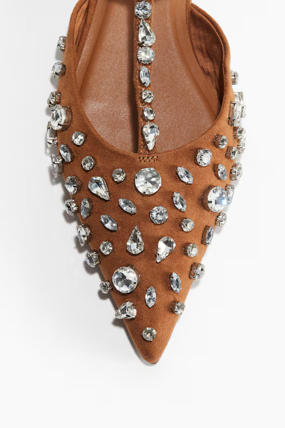 Embellished Mules - Beige/gold-colored - Ladies | H&M US | H&M (US + CA)
