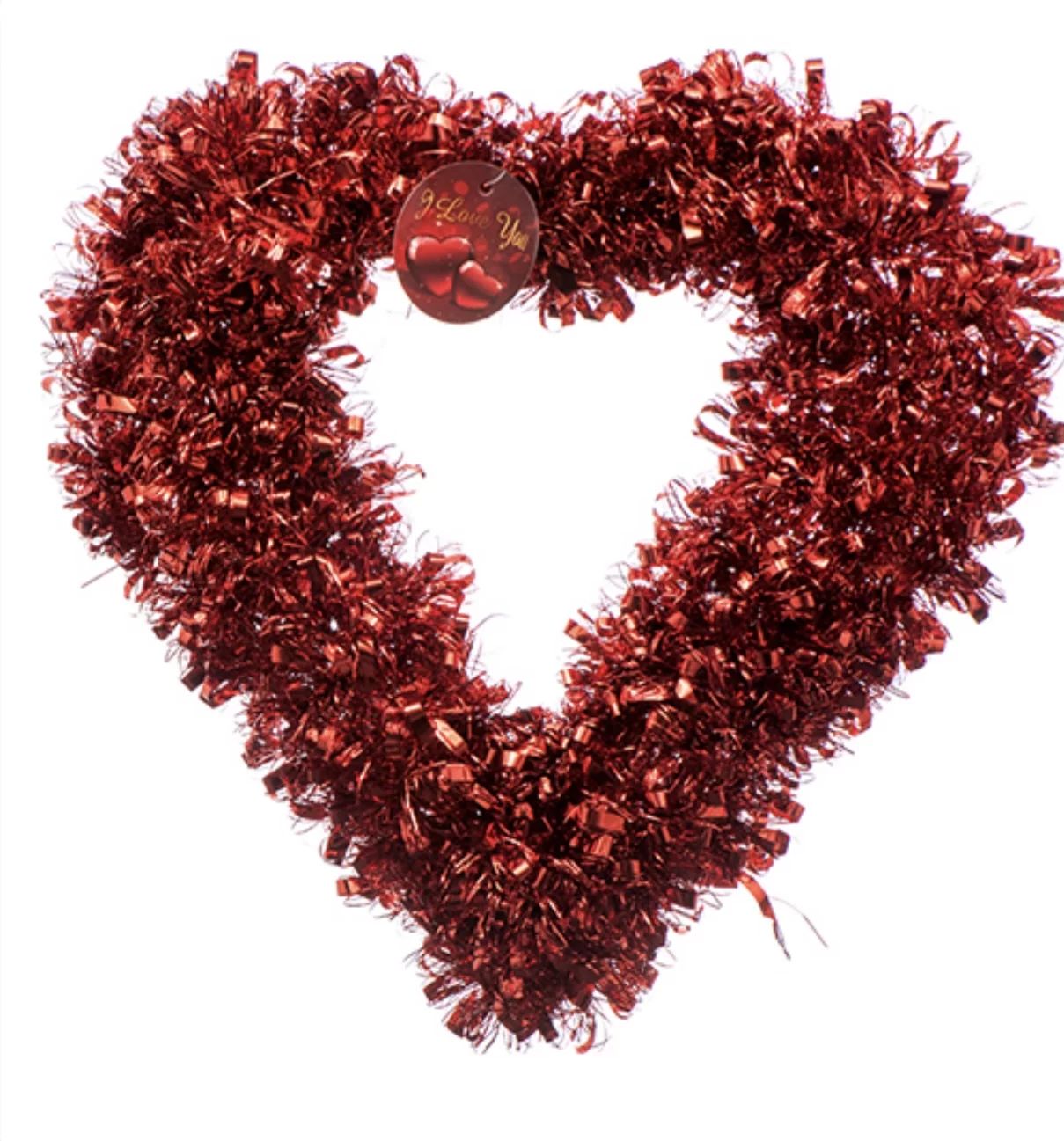 Large Red Valentine's Day Tinsel Hearth Shape Wreath Garland  Door Wall Hanging Wedding Window Do... | Walmart (US)